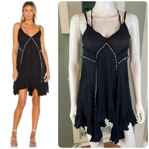 Free People Intimately Grommet Asymmetrical Mini Trapeze Dress Small Gauze S